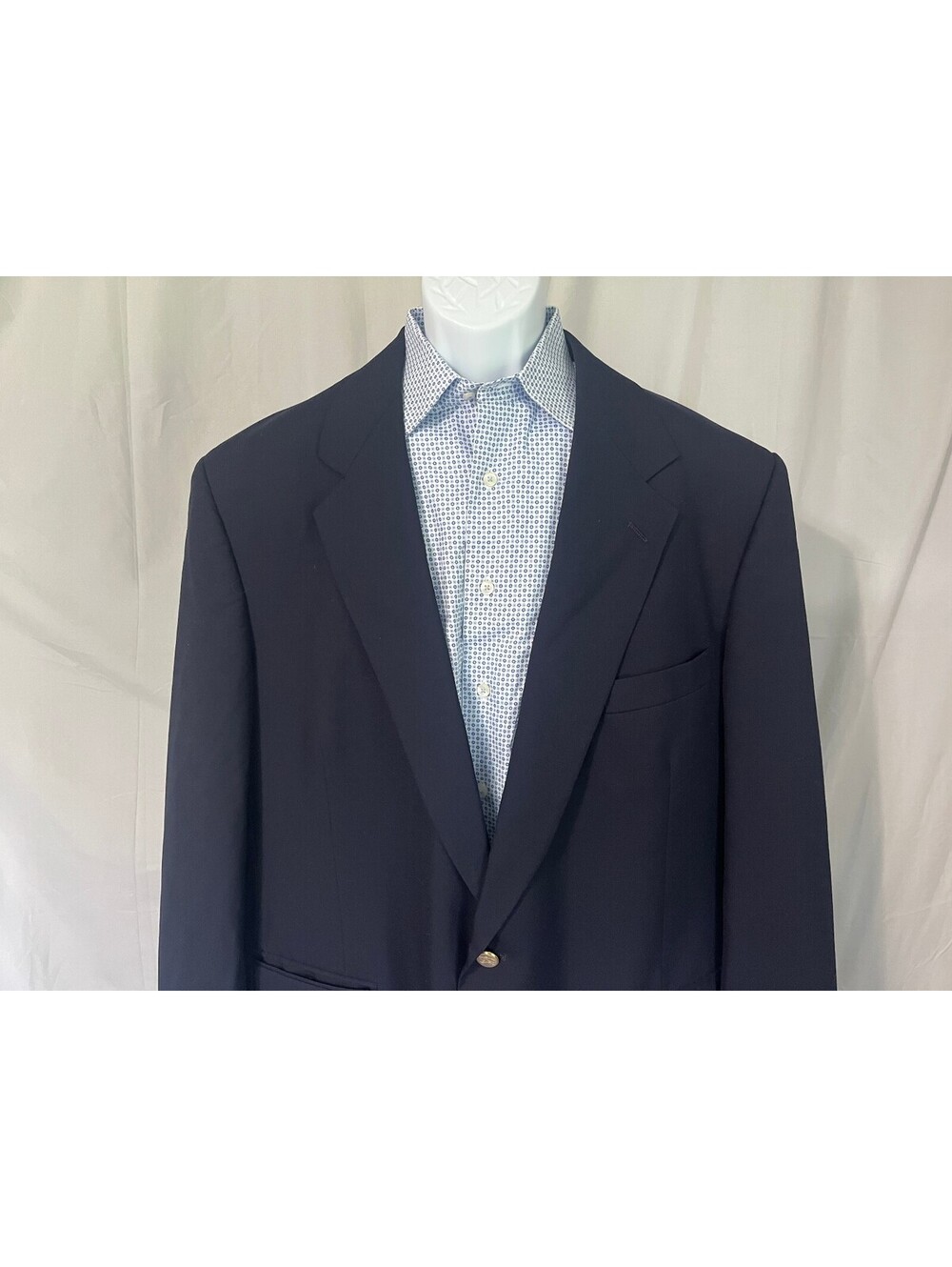 Vintage Burberry Men's Navy Gold Button Wool Presidential Blazer 48L